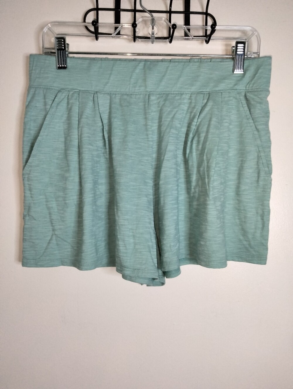 Garnet Hill (Size M) Mint Green Cotton Blend Slip Pockets Pull-On Lounge Shorts